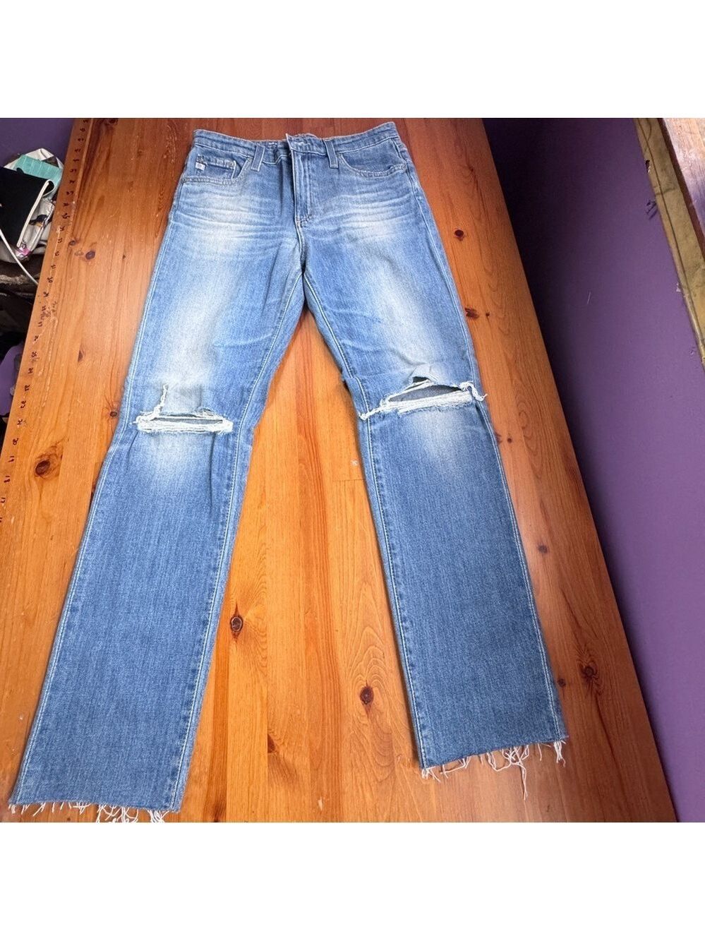 AG Adriano Goldschmied the Isabelle high rise straight cropped jeans size 27r - Picture 4 of 14